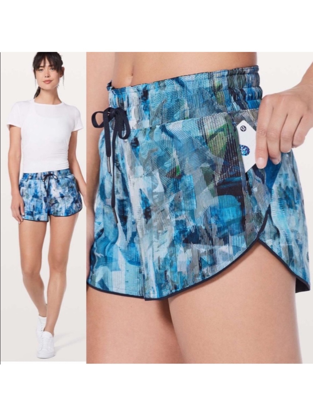 Lululemon Choose A Side Short *3" Sun Dazed Multi Blue / Black Night
